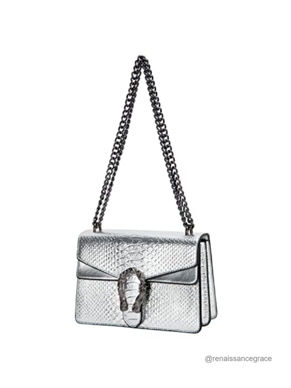 Vintage Snake Print Faux Leather Chain Crossbody Purse Satchel Women Square